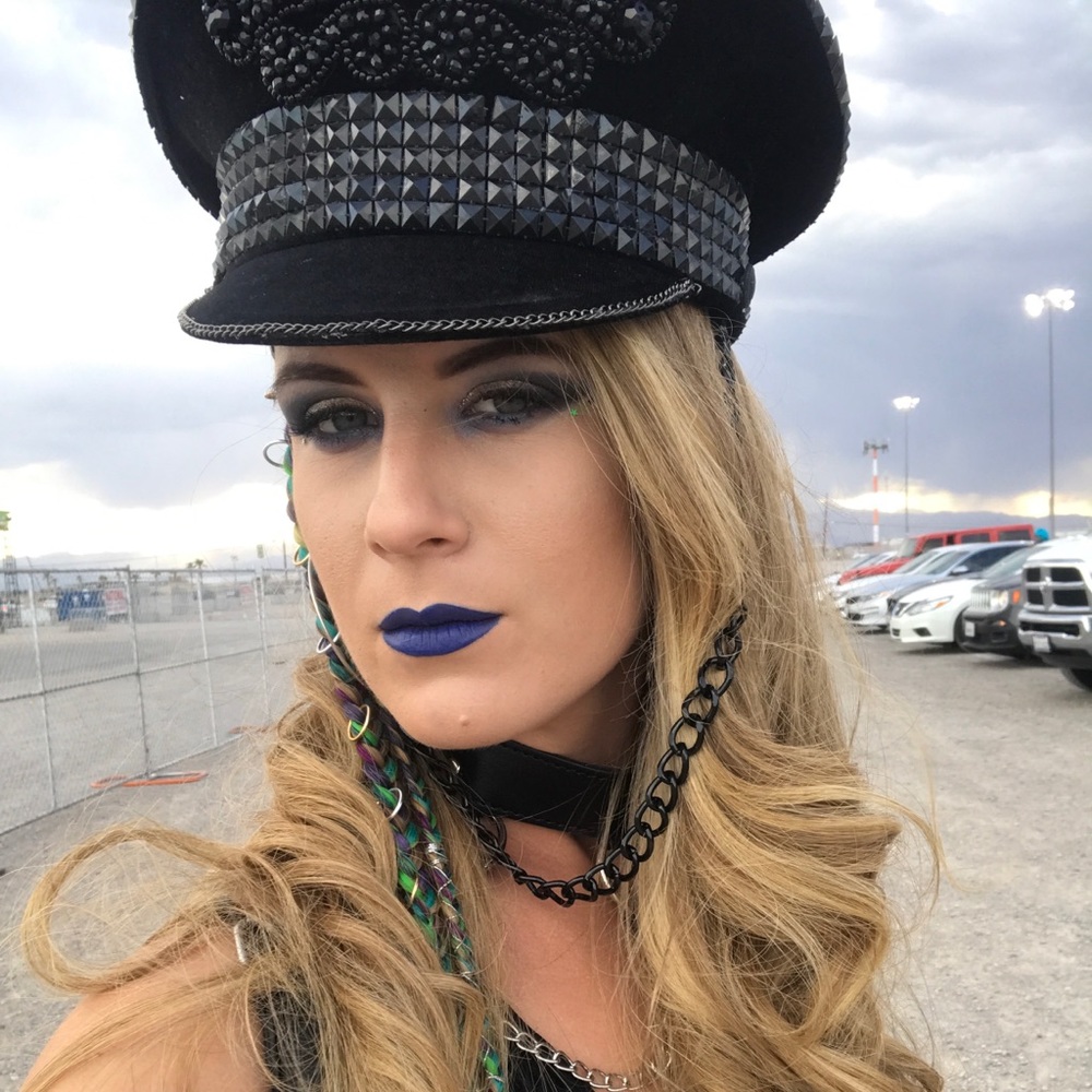 Black Rhinestone Captain Hat